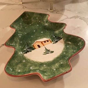 NWT ITALY CERAMIC HAND PAINTED TREE 🌲 TRAY